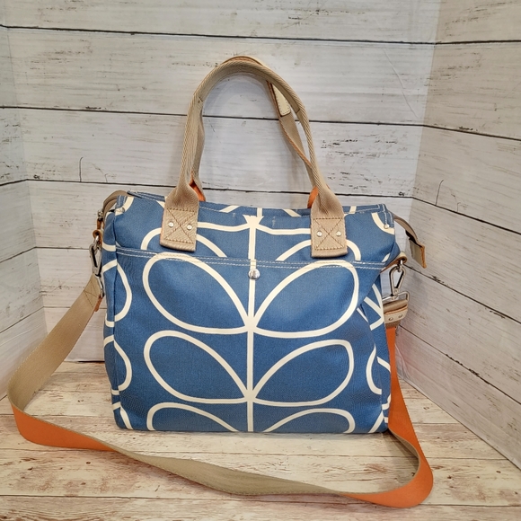 Orla Kiely Bags Orla Kiely Blue Coated Canvas Tote Bag Poshmark